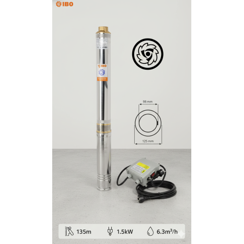 Pompă Submersibilă Dambat 4SDM 3/18, 1.5 kW, 135m, Diametru 4", Anti-Nisip, Cablu 20m