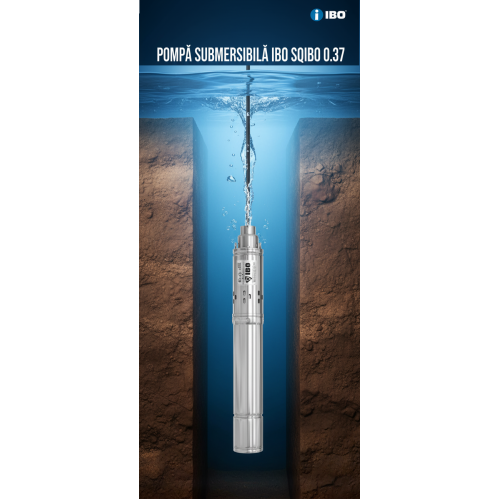 Pompă Submersibilă IBO SQIBO 0.37 (0.37 kW) - 3 Inch, Cablu 15m, Pentru Puțuri Înguste