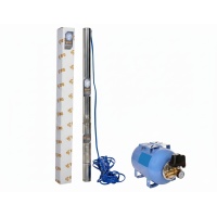 Set Hidrofor Complet IBO RSN 350-110 - Pompă Submersibilă 3", Rezistentă la Nisip + Vas 50L